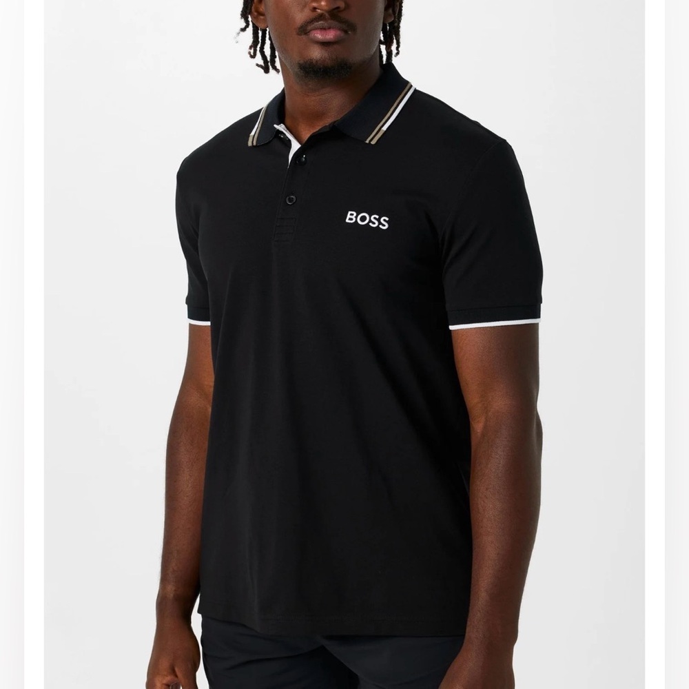 BOSS Hugo Boss Polo Size Large Athleisure Paddy Tipped 100% Cotton NWT $129